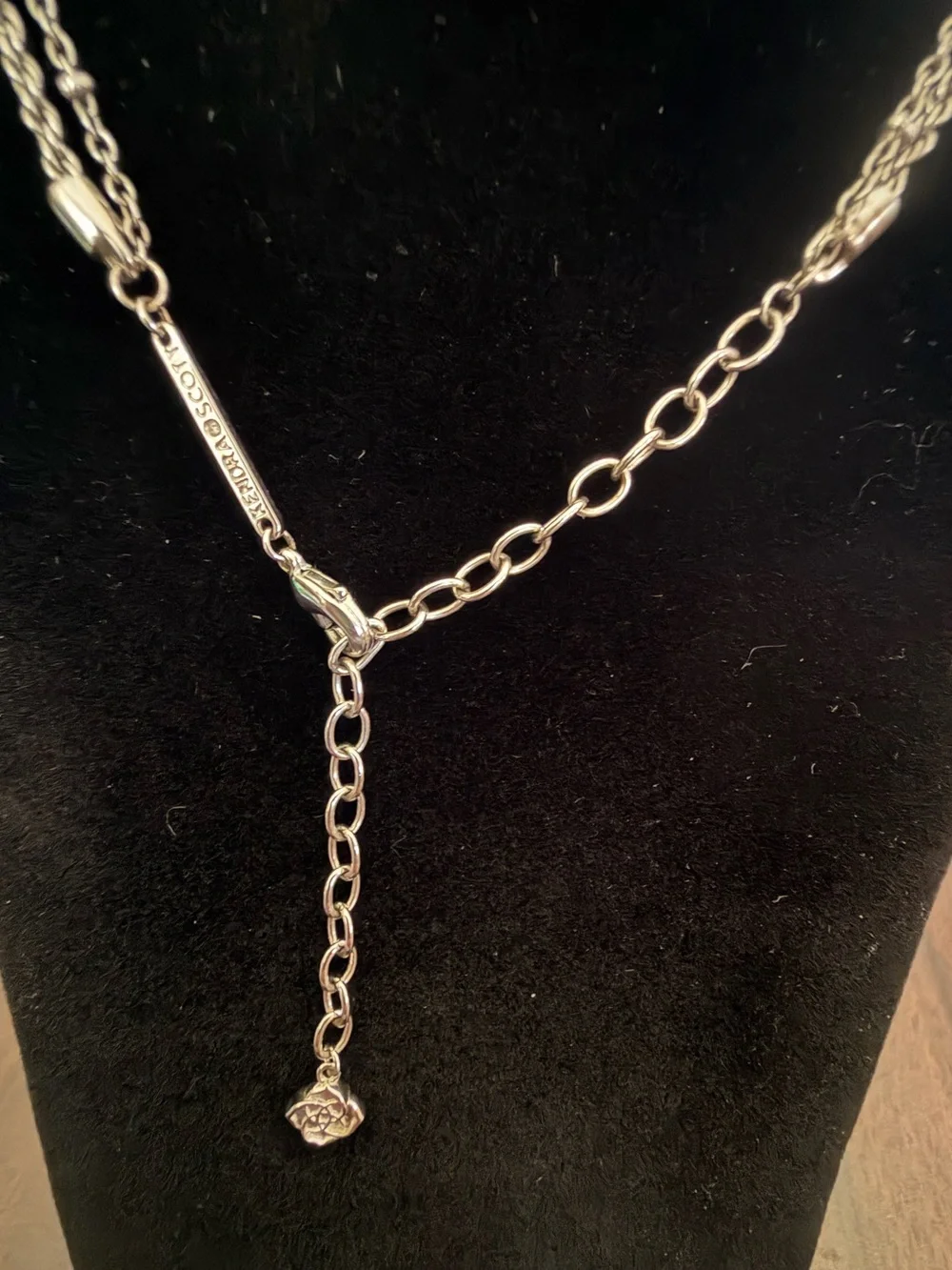 Silver Heart Double Chain Filigree Pendant Necklace